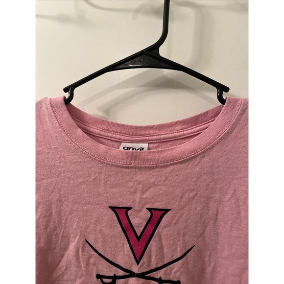 Anvil Men's T-Shirt HOOS THINK PINK UNIVERSITY OF VIRGINIA Pink Size M - Picture 2 of 13